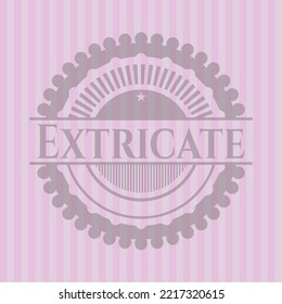 Extricate retro style pink emblem. Flat design. 