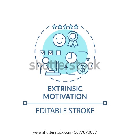 Extrinsic motivation concept icon. Motivation type idea thin line illustration. Reward-driven behavior. External factors. Vector isolated outline RGB color drawing. Editable stroke