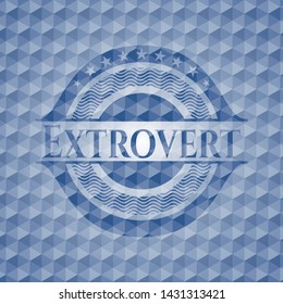 Extrovert blue emblem with geometric background. Vector Illustration. Detailed.