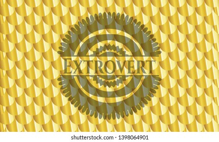 Extrovert gold emblem. Scales pattern. Vector Illustration. Detailed.