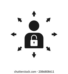 Symbol exportieren. Das Symbol einer geselligen Person. Flaches design, Vektorgrafik einzeln auf weißem Hintergrund.