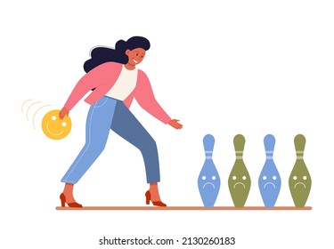 Extrovert individuality. Extraversion character enjoying communication with people. Active temperament, easy social connection and comfort. Flat vector illustration