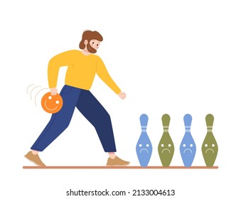 Extrovert individuality. Extraversion character enjoying communication with people. Active temperament, easy social connection and comfort. Flat vector illustration