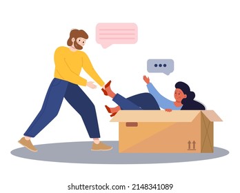 Extrovert individuality. Extraversion character enjoying communication with people. Active temperament, easy social connection and comfort. Flat vector illustration