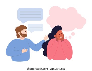 Extrovert individuality. Extraversion character enjoying communication with people. Active temperament, easy social connection and comfort. Flat vector illustration