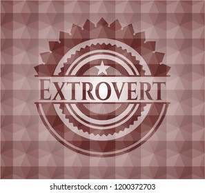 Extrovert red polygonal badge. Seamless.