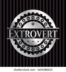 Extrovert silver badge. Vector Illustration. Mosaic.