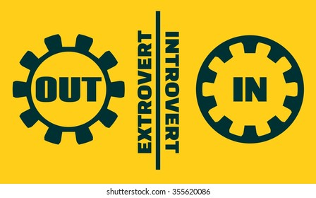 Extrovert Vs Introvert Simple Icon Metaphor. Image Relative To Human Psychology