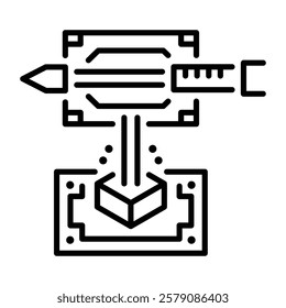 Extrude tool icon in line style 