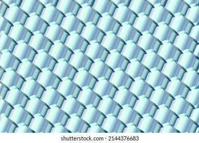 Extruded hexagons, 3D rendering, Abstract monochrome background. Copy space, empty, blank space. 3d vector background.