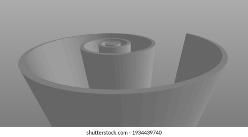 Extruded spiral in perspective view. Vector illustration