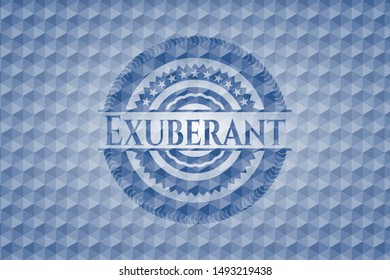 Exuberant blue badge with geometric background. Vector Illustration. Detailed.