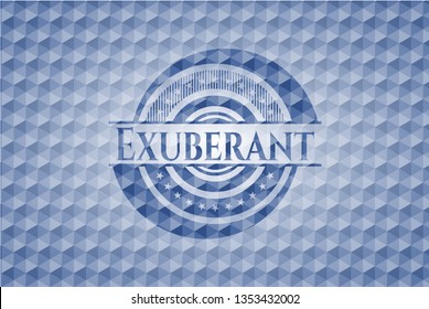 Exuberant blue hexagon badge.