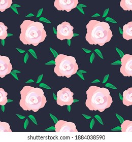 Exuberant Bold Roses Flowering seamless vector pattern. Hand painted rose flowers decorative background. Floral botanical backdrop design. Bright summer fashion print, textile, web wallpaper pattern