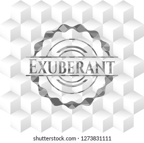 Exuberant grey emblem. Vintage with geometric cube white background