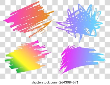 Exuberantes rabiscos desenhados à mão apresentando rabiscos coloridos e formas abstratas, refletindo uma estética cyberpunk. Perfeito para vários aplicativos de design, eles adicionam energia e estilo