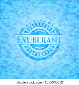 Exuberant light blue emblem with triangle mosaic background