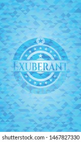 Exuberant light blue emblem with triangle mosaic background