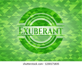 Exuberant realistic green emblem. Mosaic background