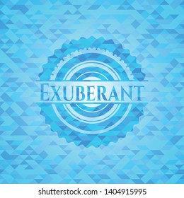 Exuberant sky blue emblem with mosaic background