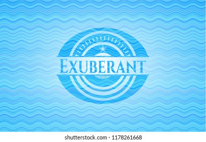 Exuberant sky blue water wave badge.