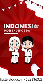 The exuberant and spirited celebration of Indonesia Independence Day, including the solemn flag-raising ceremony, is captured in the joyous expressions of young men and young women saluting the flag.