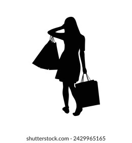 Exuding grace and confidence, the shopping girl silhouette vector epitomizes the allure of contemporary fashion.