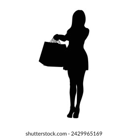 Exuding grace and confidence, the shopping girl silhouette vector epitomizes the allure of contemporary fashion.