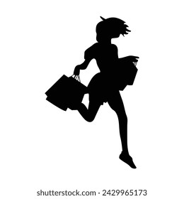 Exuding grace and confidence, the shopping girl silhouette vector epitomizes the allure of contemporary fashion.