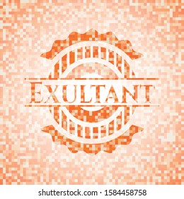 Exultant abstract orange mosaic emblem with background