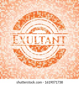 Exultant abstract orange mosaic emblem with background