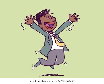 Exultant businessman jumping for joy
