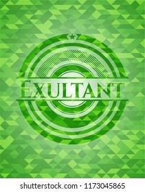 Exultant green mosaic emblem