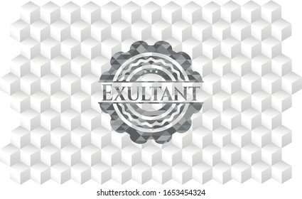 Exultantes graues Emblem mit geometrisch-weißem Hintergrund