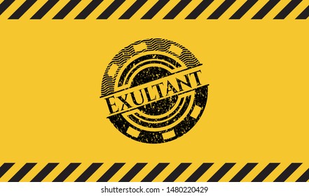 Exultant grunge warning sign emblem. Vector Illustration. Detailed.