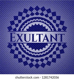 Exultant jean or denim emblem or badge background