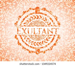 Exultant orange mosaic emblem