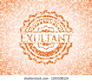 Exultant orange mosaic emblem