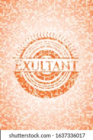 Exultant orange tile background illustration. Square geometric mosaic seamless pattern with emblem inside.