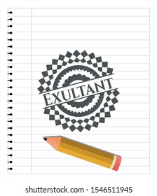 Exultant pencil emblem. Vector Illustration. Detailed.