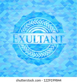 Exultant realistic light blue emblem. Mosaic background