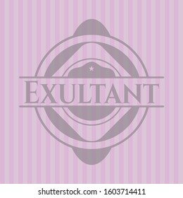 Exultant realistic pink emblem. Vector Illustration. Detailed.