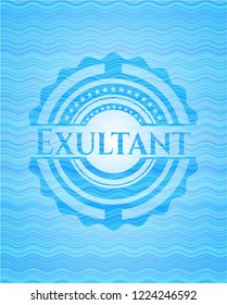 Exultant sky blue water badge.