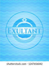 Exultant water concept badge.