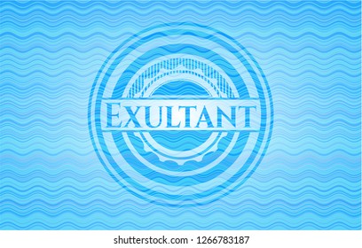 Exultant water wave representation style badge.