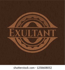 Exultant wooden emblem