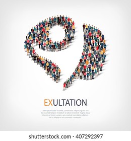 exultation people sign 3d