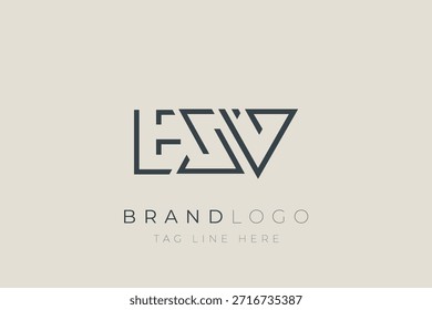 Diseño de logotipo de carta abstracta EXV. Diseño moderno del logotipo del negocio con tipografía Abstractas y estilo contemporáneo
