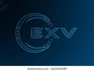 EXV Low-Poly-Buchstaben-Logo, Vektordesign. EXV-Logo-Design mit niedrigem Poly-Hintergrund. Low-Poly-Logo