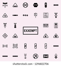 exxempt traffic sign icon. Railway Warnings icons universal set for web and mobile